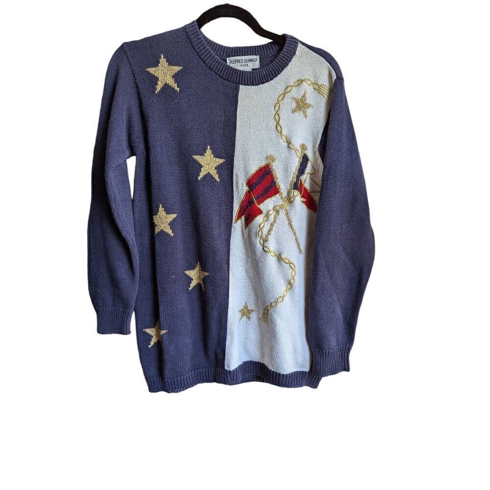 Alfred Dunner vintage knit stars sweater Petite Small